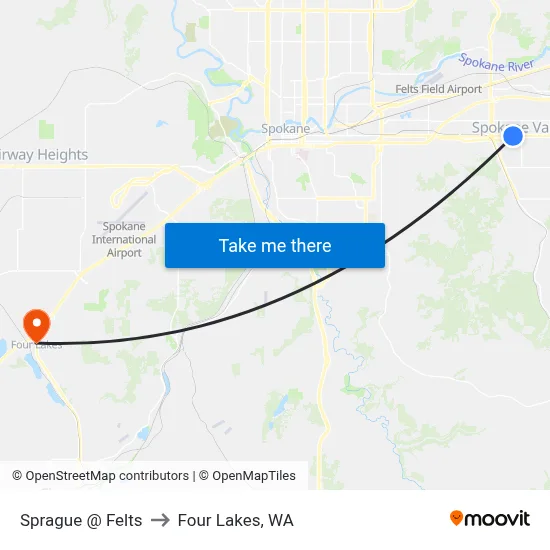 Sprague @ Felts to Four Lakes, WA map