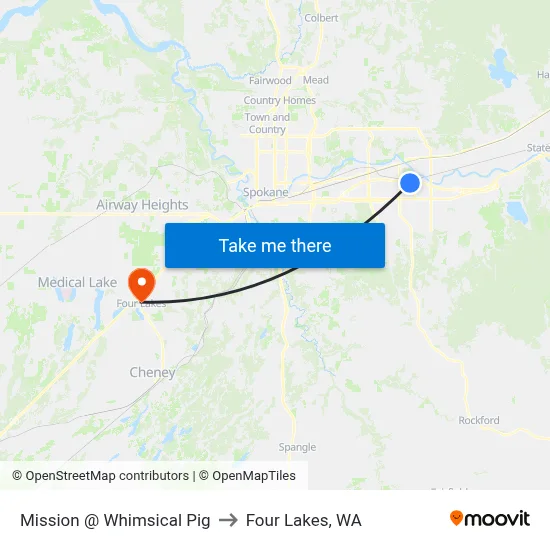 Mission @ Whimsical Pig to Four Lakes, WA map