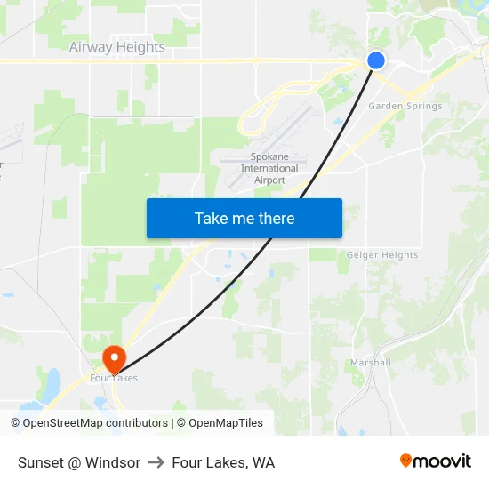 Sunset @ Windsor to Four Lakes, WA map
