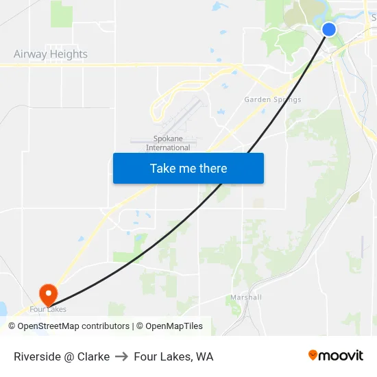 Riverside @ Clarke to Four Lakes, WA map