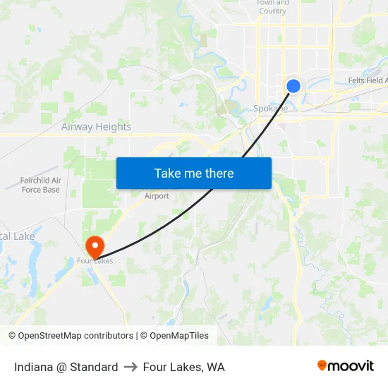 Indiana @ Standard to Four Lakes, WA map