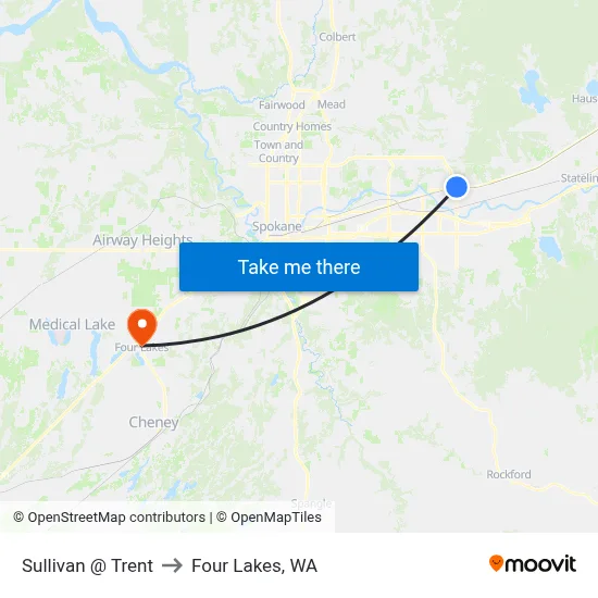 Sullivan @ Trent to Four Lakes, WA map
