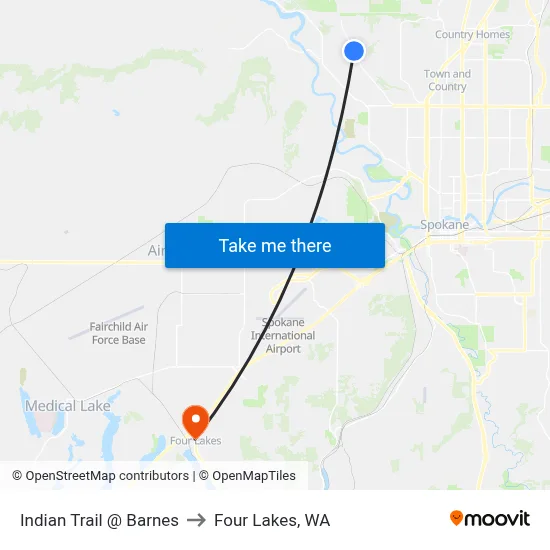 Indian Trail @ Barnes to Four Lakes, WA map