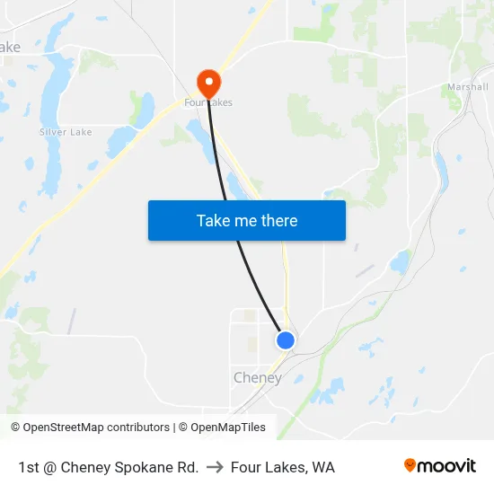 1st @ Cheney Spokane Rd. to Four Lakes, WA map