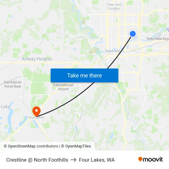 Crestline @ North Foothills to Four Lakes, WA map