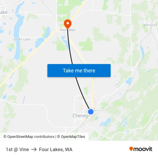 1st @ Vine to Four Lakes, WA map