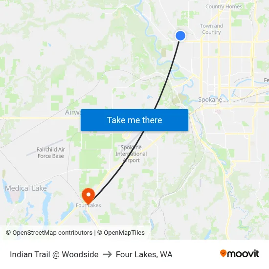 Indian Trail @ Woodside to Four Lakes, WA map