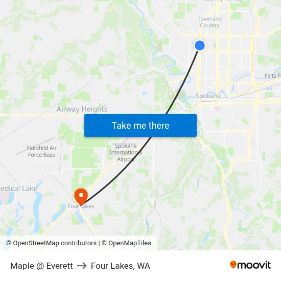 Maple @ Everett to Four Lakes, WA map