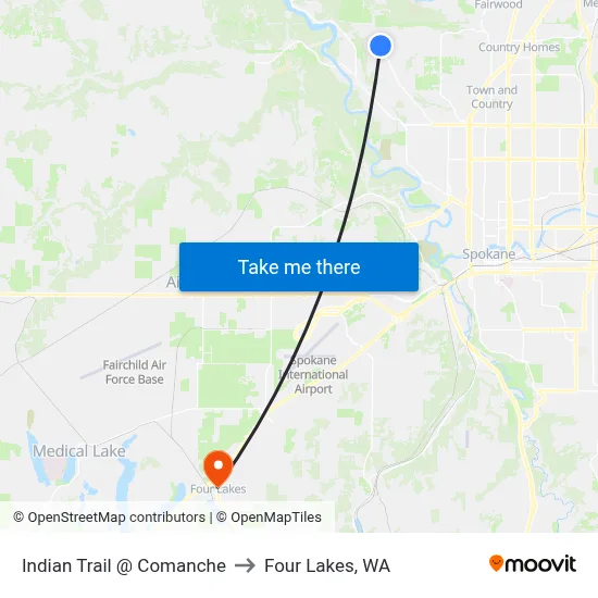 Indian Trail @ Comanche to Four Lakes, WA map