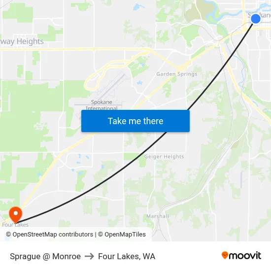 Sprague @ Monroe to Four Lakes, WA map