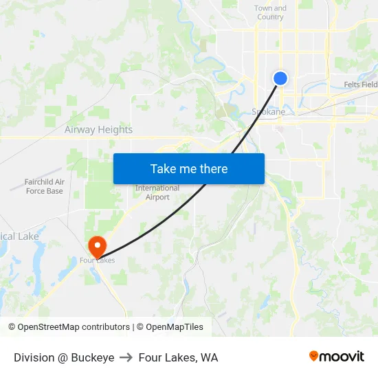 Division @ Buckeye to Four Lakes, WA map