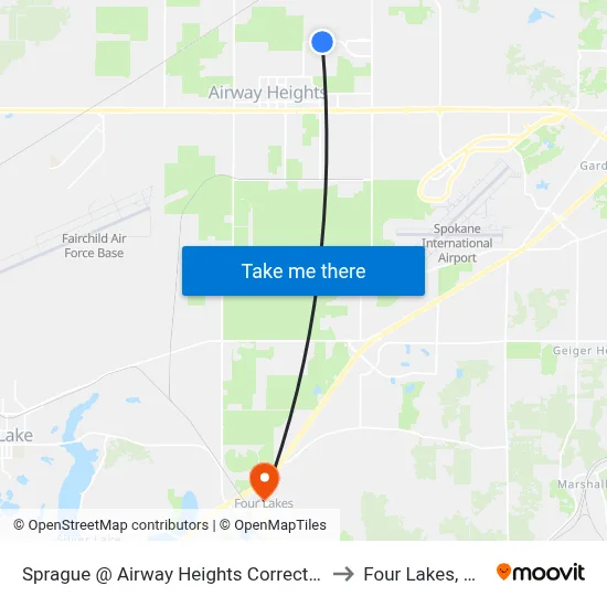 Sprague @ Airway Heights Correction to Four Lakes, WA map