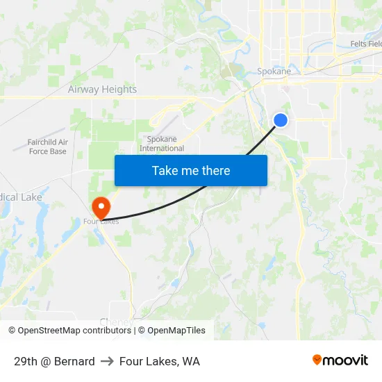 29th @ Bernard to Four Lakes, WA map