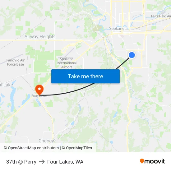 37th @ Perry to Four Lakes, WA map