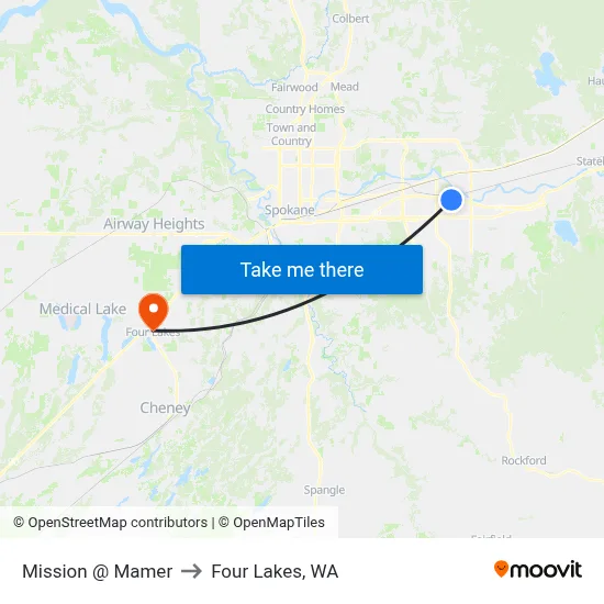 Mission @ Mamer to Four Lakes, WA map