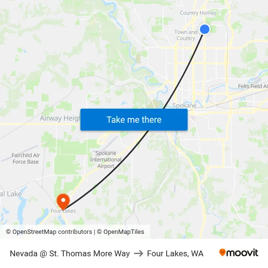 Nevada @ St. Thomas More Way to Four Lakes, WA map