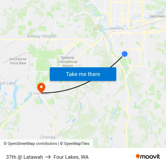 37th @ Latawah to Four Lakes, WA map