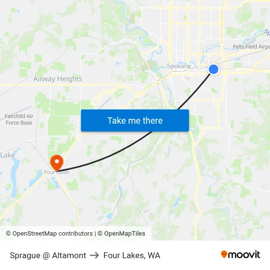 Sprague @ Altamont to Four Lakes, WA map