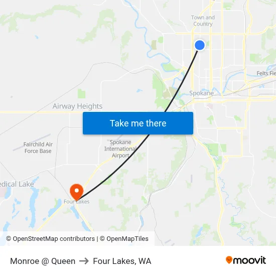 Monroe @ Queen to Four Lakes, WA map