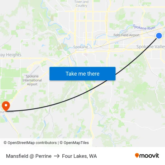 Mansfield @ Perrine to Four Lakes, WA map