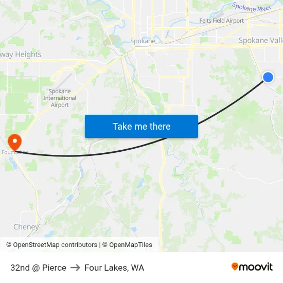 32nd @ Pierce to Four Lakes, WA map