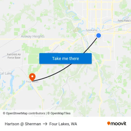 Hartson @ Sherman to Four Lakes, WA map