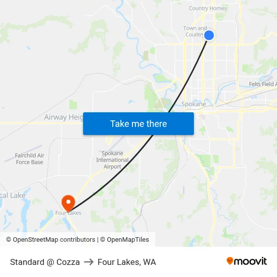 Standard @ Cozza to Four Lakes, WA map