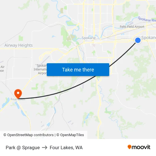 Park @ Sprague to Four Lakes, WA map