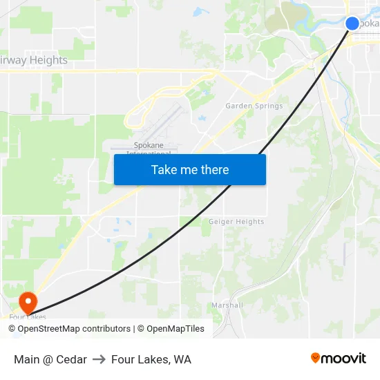 Main @ Cedar to Four Lakes, WA map