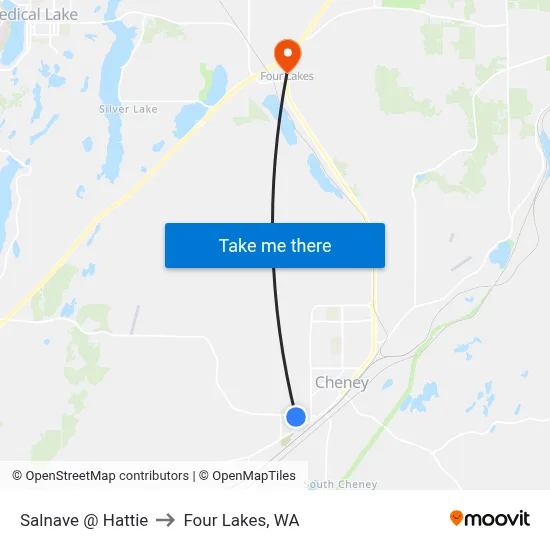 Salnave @ Hattie to Four Lakes, WA map