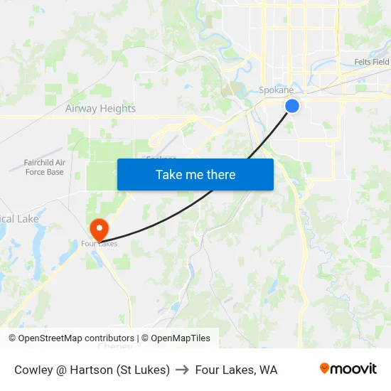 Cowley @ Hartson (St Lukes) to Four Lakes, WA map