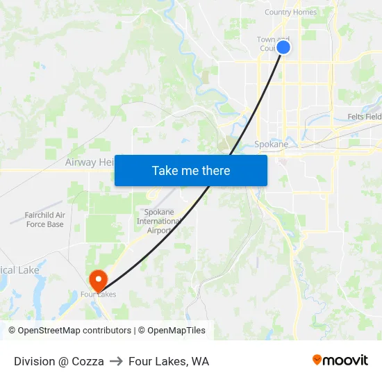 Division @ Cozza to Four Lakes, WA map