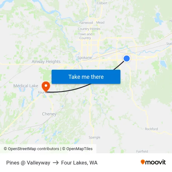 Pines @ Valleyway to Four Lakes, WA map