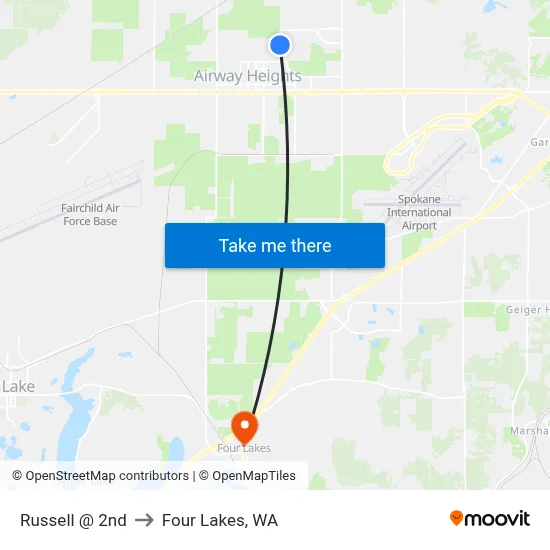 Russell @ 2nd to Four Lakes, WA map