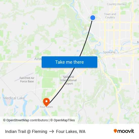 Indian Trail @ Fleming to Four Lakes, WA map