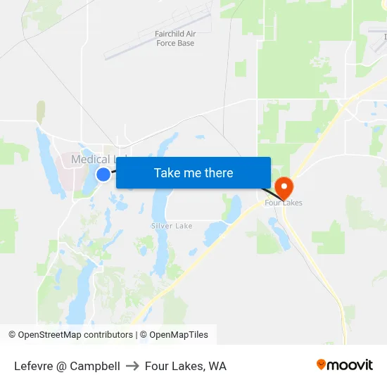 Lefevre @ Campbell to Four Lakes, WA map