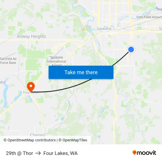 29th @ Thor to Four Lakes, WA map