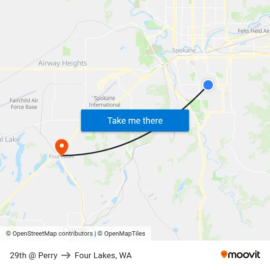 29th @ Perry to Four Lakes, WA map