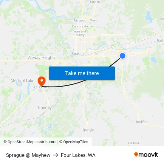 Sprague @ Mayhew to Four Lakes, WA map