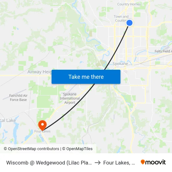 Wiscomb @ Wedgewood (Lilac Plaza) to Four Lakes, WA map