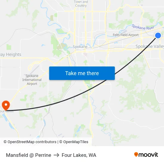 Mansfield @ Perrine to Four Lakes, WA map