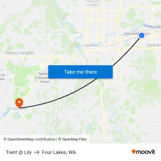 Trent @ Lily to Four Lakes, WA map