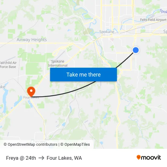 Freya @ 24th to Four Lakes, WA map