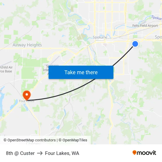 8th @ Custer to Four Lakes, WA map