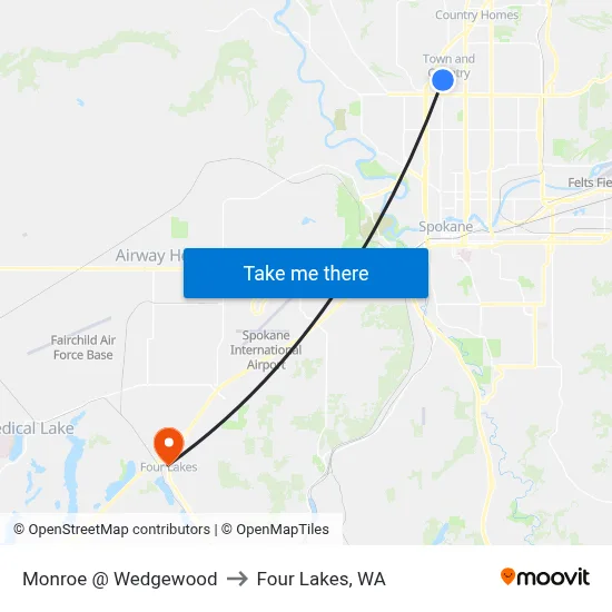 Monroe @ Wedgewood to Four Lakes, WA map