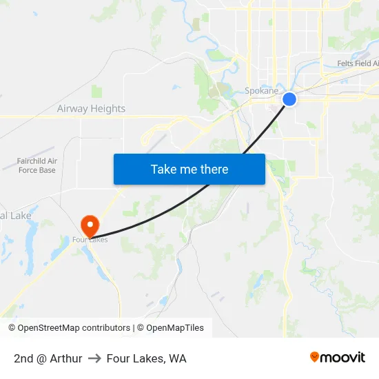 2nd @ Arthur to Four Lakes, WA map