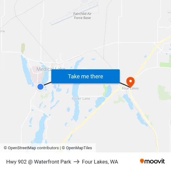 Hwy 902 @ Waterfront Park to Four Lakes, WA map