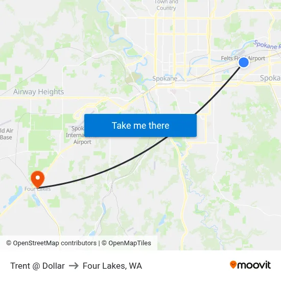 Trent @ Dollar to Four Lakes, WA map