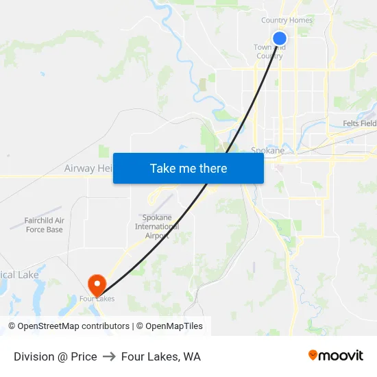Division @ Price to Four Lakes, WA map