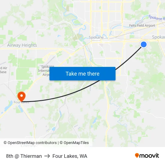 8th @ Thierman to Four Lakes, WA map